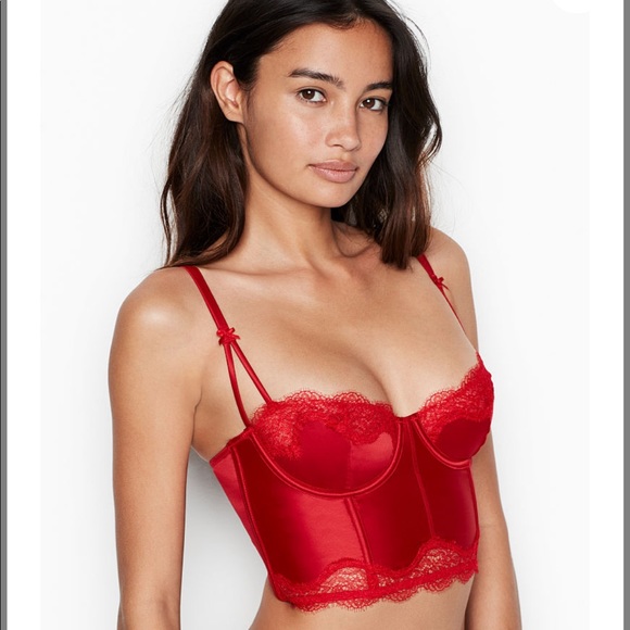 Victoria's Secret Other - ❤️VS Dream Angels balconette Red Satin Bra 32DDD